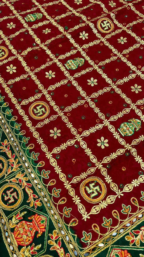 Pure Gajji Silk Hand Bandhej Garchola Sarees with Eye Catching Thread Embroidery