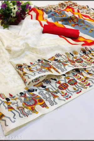 Elegant White Silk Saree with Matching Blouse – Timeless Grace for Every Occasion