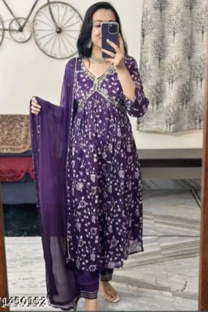 Women’s Beautiful Rayon Aliya Cut Embroidered Kurti With Pant and Dupatta Set – A Perfect Fusion of Elegance & Comfort