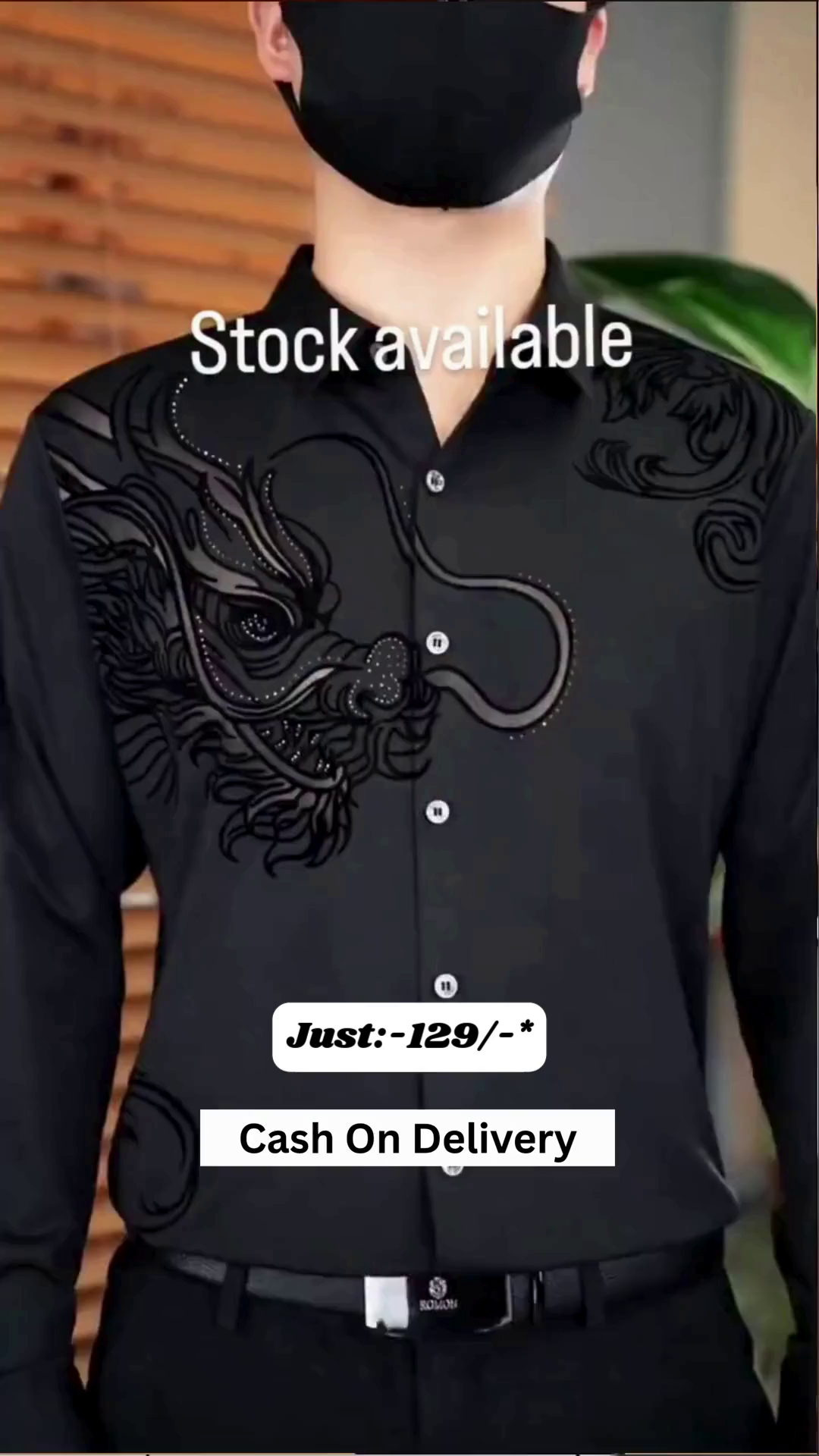 Black Serpentine Dragon Handwork Designer Shirt