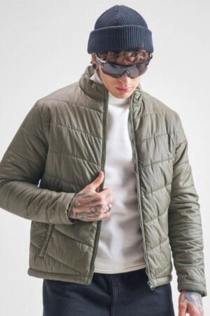 Men’s Solid High-Neck Puffer Jacket