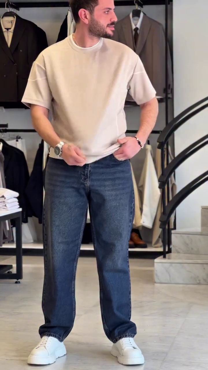 Modal Round Neck Short Sleeves Oversized T-shirt - Image 2