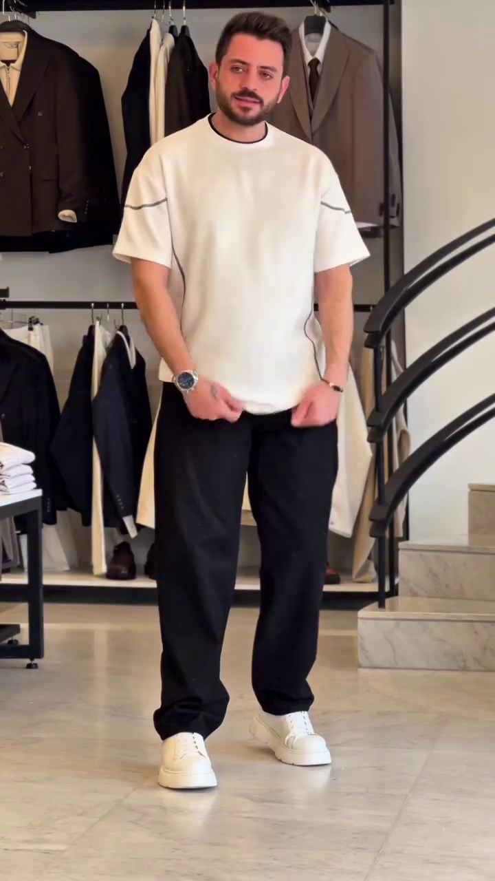 Modal Round Neck Short Sleeves Oversized T-shirt - Image 6